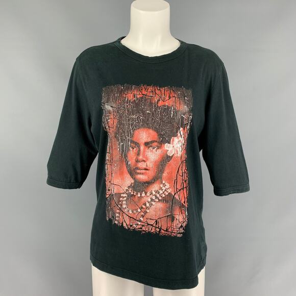Vintage JEAN PAUL GAULTIER Size L Black Cotton Graphic T-Shirt - Picture 1 of 7